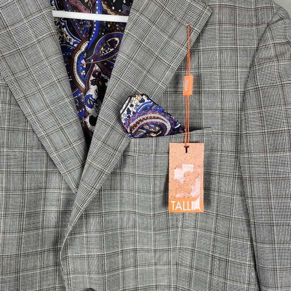 NWT Tallia Blazer Suit Coat Jacket Cream Brown Wool Blend Sportcoat 40R Large - Picture 6 of 12